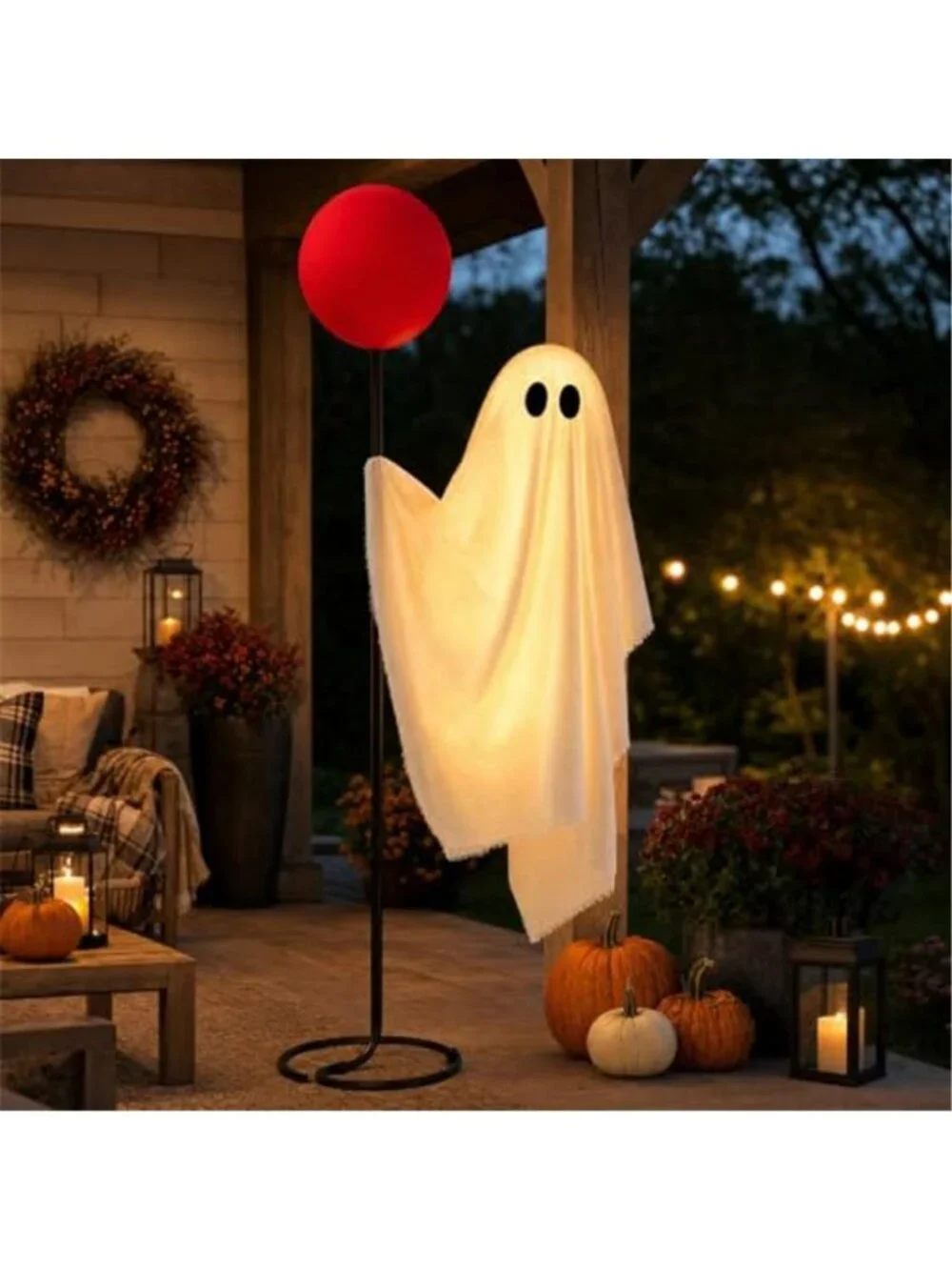 Halloween Decorations Outdoor, 6 FT Life Size Ghost with Red Balloon